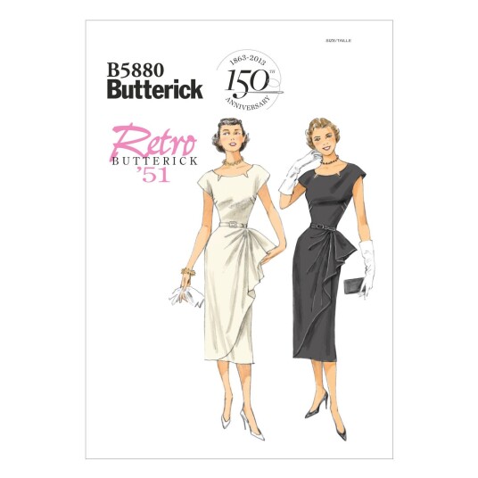 Butterick 5880- Retro Kjole A5 (6-8-10-12-14)