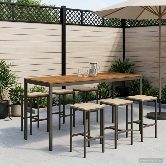 vidaXL Hagebarbord NAARDEN Naturlig og Kaffe 196 x 80,5 x 105 cm vidaXL Hagebarbord NAARDEN Naturlig og Kaffe 196 x 80,5 x 105 cm