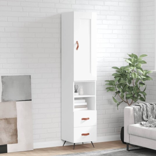 vidaXL Highboard høyglans hvit 34,5x34x180 cm konstruert tre 8720845496579 vidaXL Highboard høyglans hvit 34,5x34x180 cm konstruert tre 8720845496579