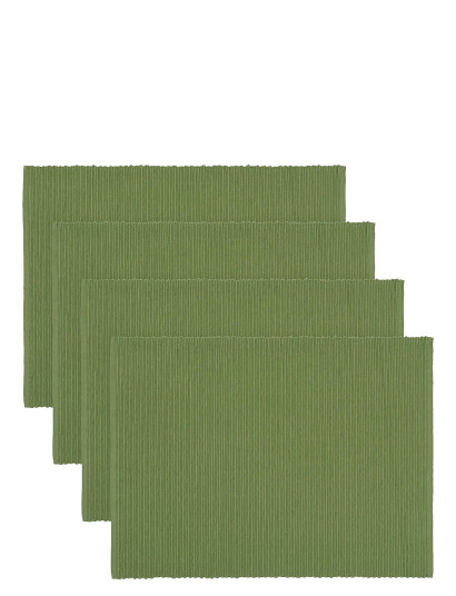 LINUM Uni Place Mat Rib 4 Pack Green