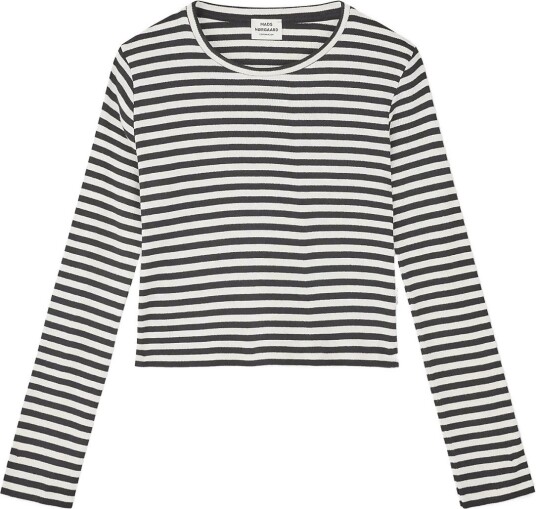Mads Nørgaard 2X2 Cotton Stripe Tikka Top BLACK/VANILLA ICE 116