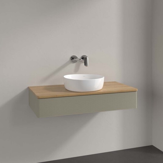 Villeroy & Boch Antao Servantskap med 1 skuff 100x50x19 cm u/lys Steingrå/Eik Villeroy & Boch Antao Servantskap med 1 skuff 100x50x19 cm u/lys Steingrå/Eik