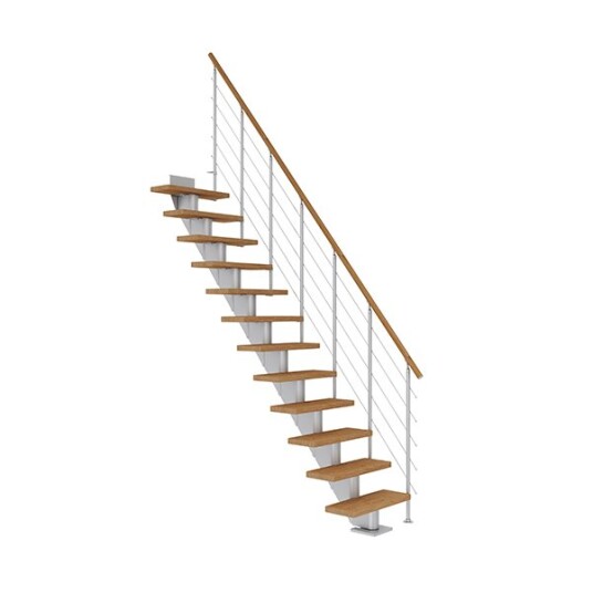 Dolle Frankfurt Rett Trapp Pearl Grey -style 6-oljet Eik-75-11 - Loddrett Høyde Op Til 258 Cm Dolle Frankfurt Rett Trapp Pearl Grey -style 6-oljet Eik-75-11 - Loddrett Høyde Op Til 258 Cm