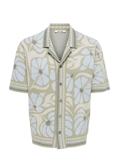 ONLY & SONS Onsduke Rlx Jaq Ss Shirt Knit   Khaki green   L