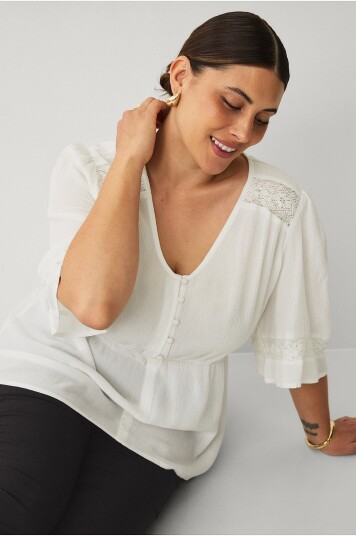 Ellos Plus Collection Bluse Hvit
