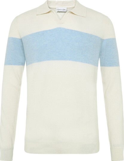 Davida Cashmere | Man Open Collar One Stripe | M