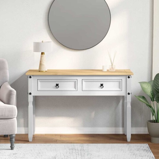 vidaXL Avlastningsbord Corona Hvit 115 x 46 x 73 cm Massiv furu