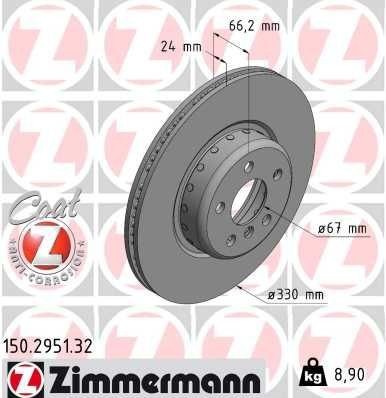 Bremseskive ZIMMERMANN 150.2951.32