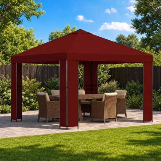 vidaXL Paviljong 3 x 3 m Burgunder Polyester og stål 190 gsm