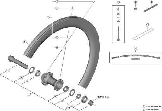 Shimano Dura Ace ventil enhet til forhjul modell WH-R9270-C60-HR-TL-F