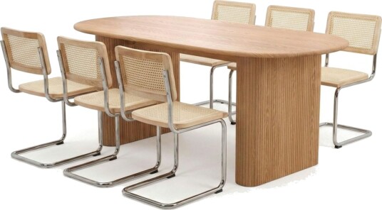 Noira spisegruppe rektangulær 180 cm eik med 6 Build spisestoler Eik Noira spisegruppe rektangulær 180 cm eik med 6 Build spisestoler Eik