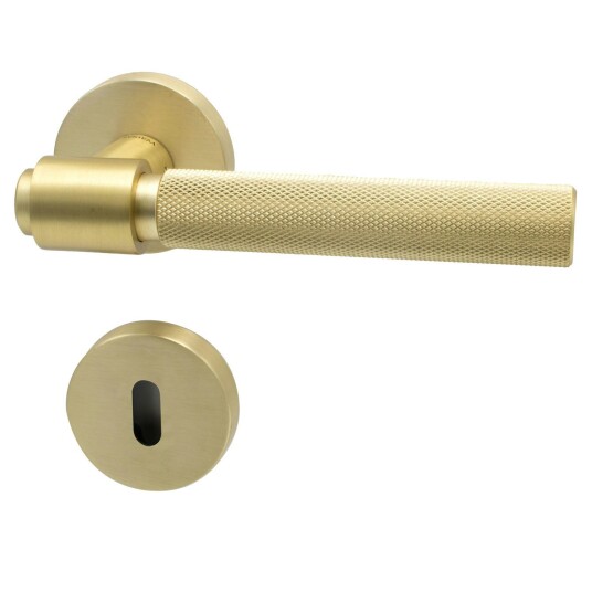 Beslag Design Helix 200 Euro Standard Dørhåndtak Med Nøkkelhull Brushed Brass Beslag Design Helix 200 Euro Standard Dørhåndtak Med Nøkkelhull Brushed Brass