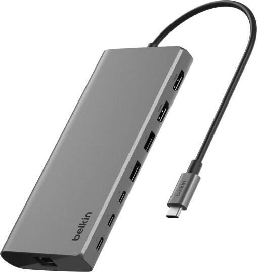 Belkin INC015btSGY-CZ 8-i-1 USB-C Dokkingstasjon 3x USB-C 2x USB-A 2x HDMI RJ45 100 W
