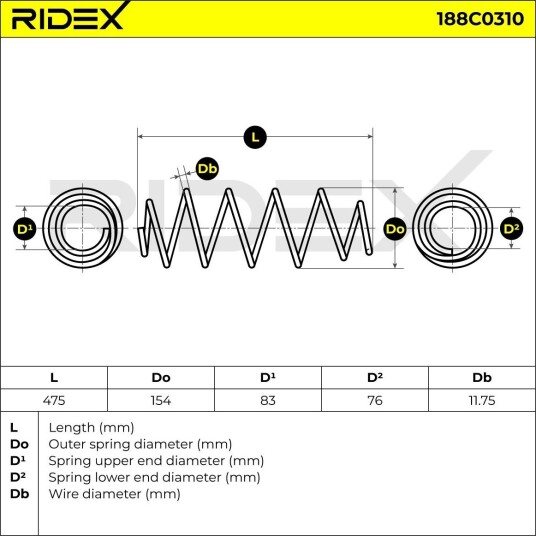 RIDEX 188C0310 Fjær RIDEX 188C0310 Fjær
