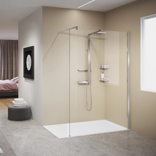 Novellini Kuadra H Fastvegg Krom / 100cm Klart Glass
