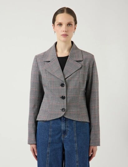 YAS Yasthela Ls Checked Jacket   Ex   Black   40