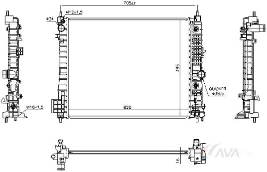 Radiator, motorkjøling AVA COOLING SYSTEMS OL2754