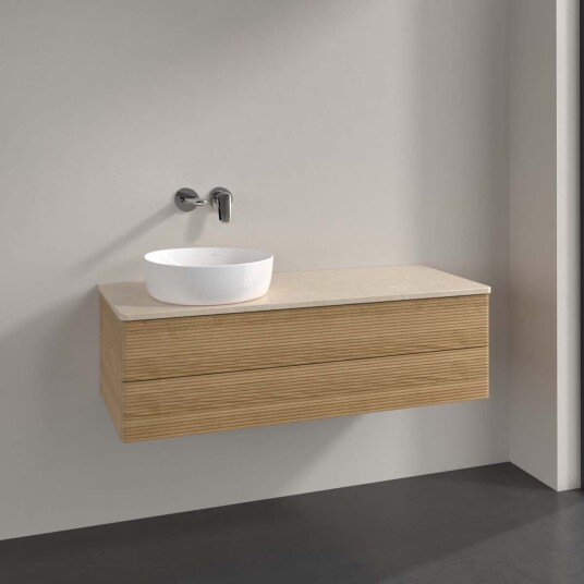 Villeroy & Boch Antao Servantskap med 2 skuffer 120x50x36 cm m/lys Eik/Crème Villeroy & Boch Antao Servantskap med 2 skuffer 120x50x36 cm m/lys Eik/Crème