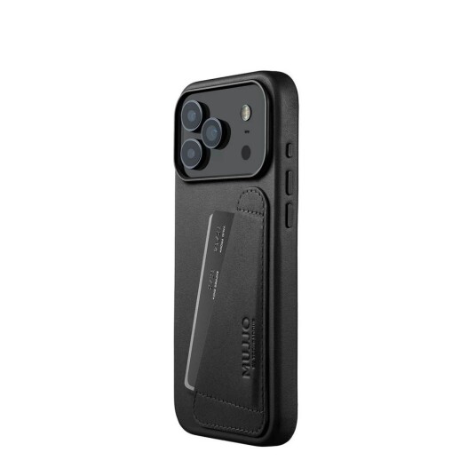 Mujjo MagSafe Lommebokdeksel i Skinn for iPhone 17 Pro Max - Svart