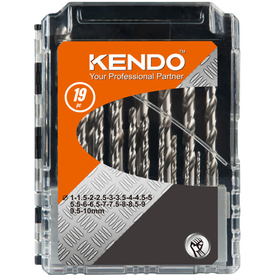 KENDO HSS HURTIGSTÅLBOR 19 DELER 1-10MM
