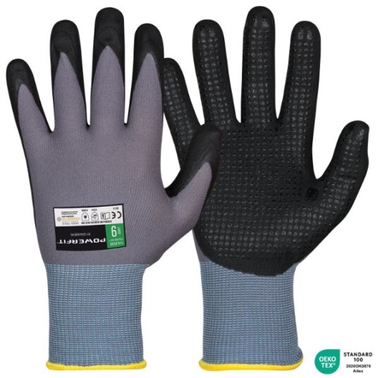 Granberg Powerfit patentert nitrilskumbelegg med mikrodotter monteringshansker, svarte, 12 par, SGR-114-0550 8