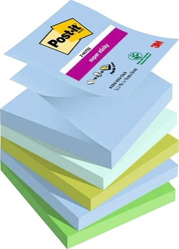 Post It Super Sticky Z Notes Oasis 76 X 76 Mm Pakke A 5 Stk