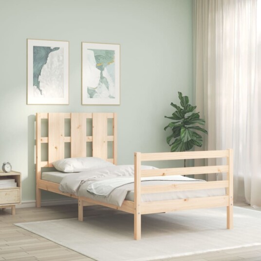 vidaXL Sengeramme med hodegavl 2FT6 liten enkel heltre 8720845992460