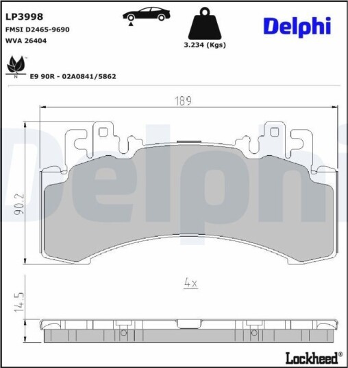 DELPHI LP3998 Bremseklosser DELPHI LP3998 Bremseklosser