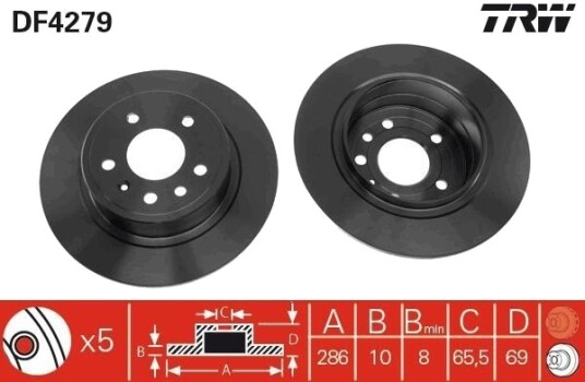 Bremseskive TRW DF4279 Bremseskive TRW DF4279