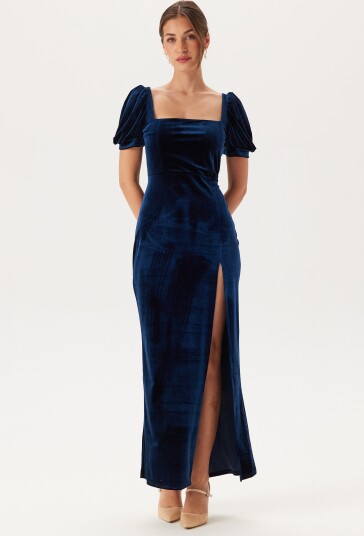 John Zack Velvet Puff Sleeve Maxi With S