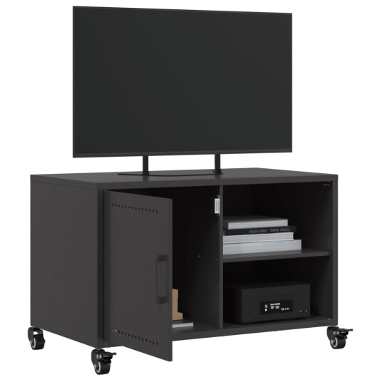 TV-benk svart 68x39x43,5 cm kaldvalset stål 846668 TV-benk svart 68x39x43,5 cm kaldvalset stål 846668