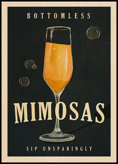 Bottomless Mimosas Art Deco Cocktail Bar Art Plakat Plakat / 40x50cm