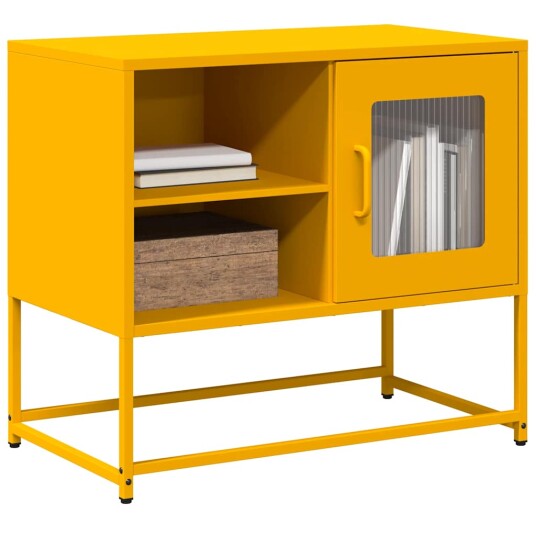 TV benk sennepsgul 68x39x60,5 cm stål