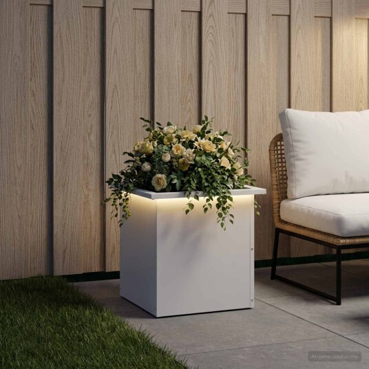 vidaXL Hageplantekasse med LED Hvit 40 x 40 x 40 cm Stål