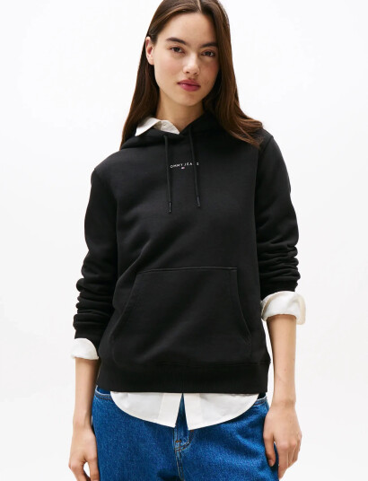 Tommy Jeans Tjw Reg Linear Hoodie Ext - Black - L Tommy Jeans Tjw Reg Linear Hoodie Ext - Black - L