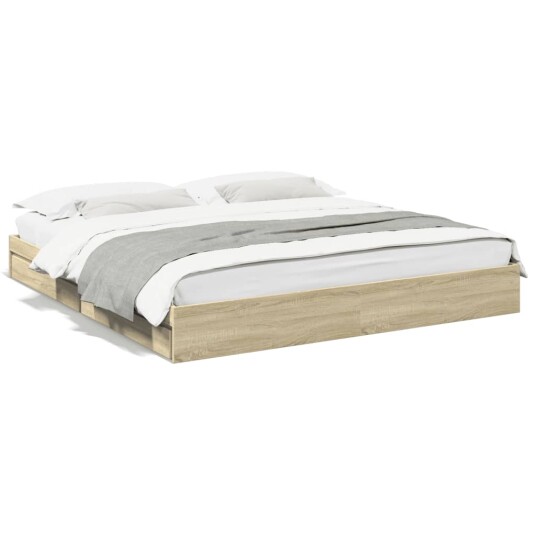  Sengeramme med skuffer sonoma eik 180x200 cm konstruert tre 8721102622915