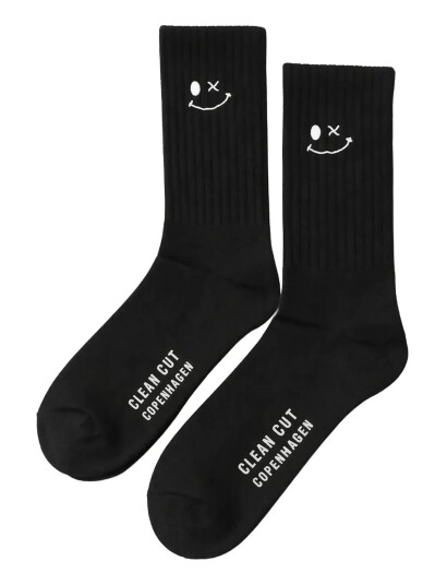 Clean Cut Copenhagen Logo 2 Pack Socks Black 40 45