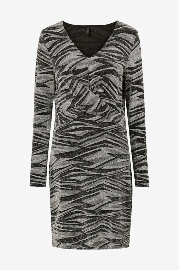 Only   Kjole onlQueen L/S V neck Glitter DresSølv