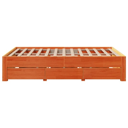 Sengeramme uten madrass med skuffer brun 160x200 cm heltre furu 8721158382399
