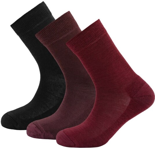 Devold Women's Daily Merino Medium Sock 3pk Beetroot Mix One size
