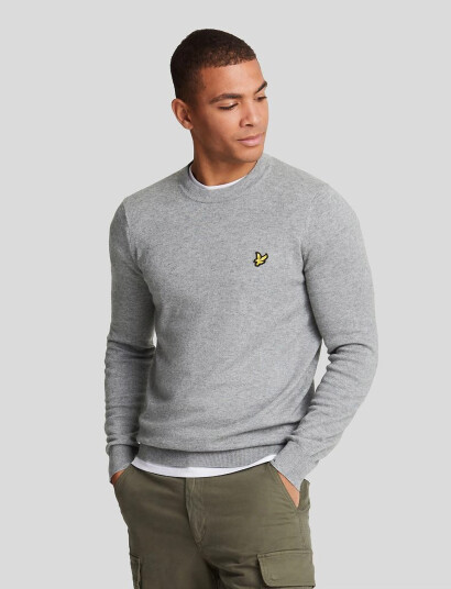 Lyle & Scott Cotton Merino Crew Neck Jumper - Grey - S Lyle & Scott Cotton Merino Crew Neck Jumper - Grey - S
