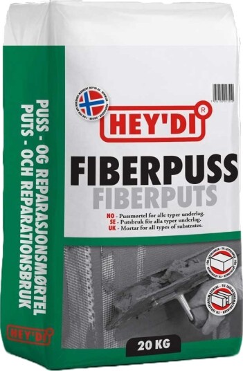 Heydi Fiberpuss 20kg Tørrmørtel for Innvendig og Utvendig Pussing
