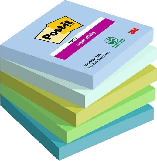 Post It 654 5Ss Oas Firkant Blå Grønn Papir 76 Mm 76 Mm 90 Ark