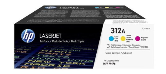 HP 312A / CF440AM Tri-Pack (Yellow Cyan Magenta) - Laser toner Blå