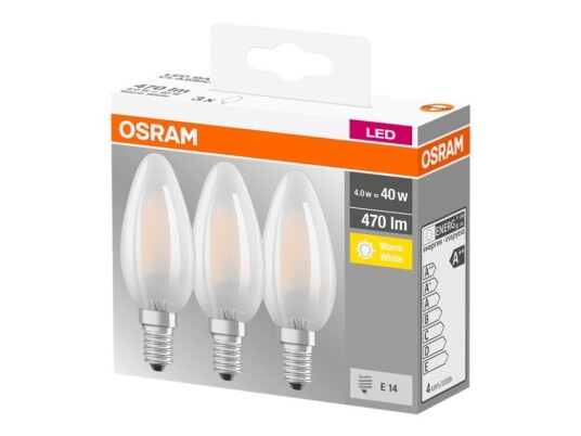 Ledvance Osram Led Base Classic B Led-Lyspære Form: B35 E14 4 W Ekvivalent 40 Klasse E Varmt Hvitt Lys 2700 K