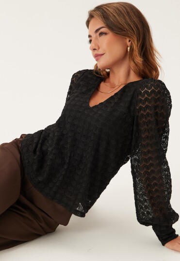 Vero Moda Vmbecca Ls V neck Lace Top