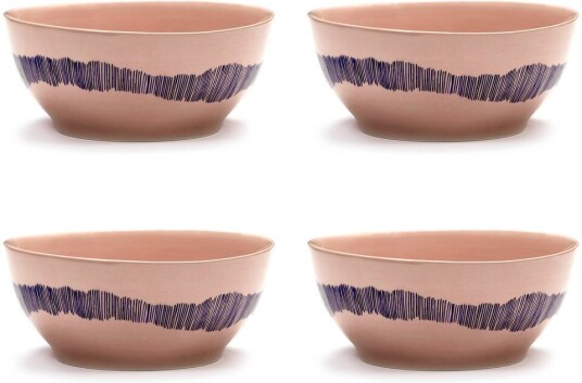 Serax Ottolenghi Feast skål S Ø15 cm 4 pakning Pink stripes blue Serax Ottolenghi Feast skål S Ø15 cm 4 pakning Pink stripes blue