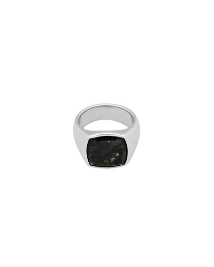 Tom Wood Cushion Black Larvikite Ring Sølv 62