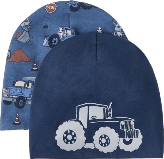 Lindex Beanie Jersey W Fleece Lining - Blue - 2-4