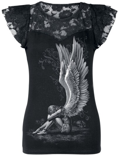 Spiral Goth T-skjorte Enslaved Angel S til XL Damer svart